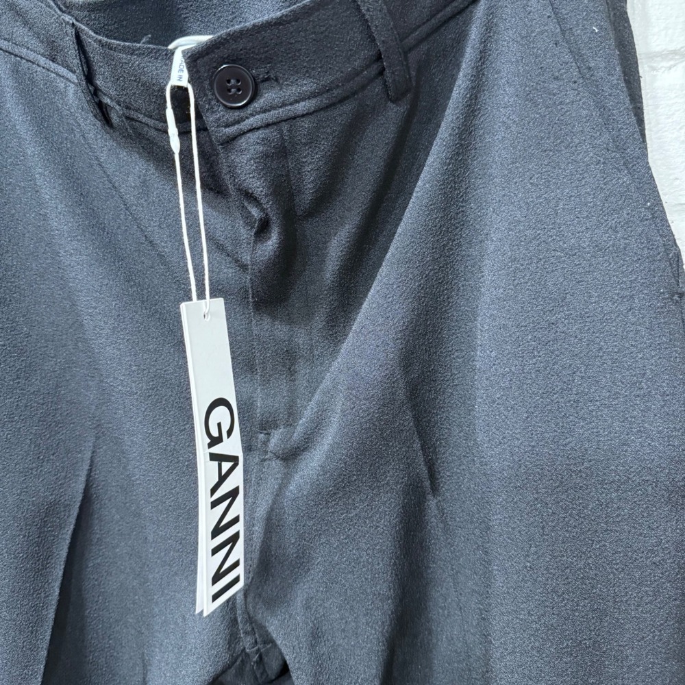 Ganni Crepe Straight Leg Trousers Crop NWT EU40 US10 Quiet Luxury Sustainable - Picture 7 of 16